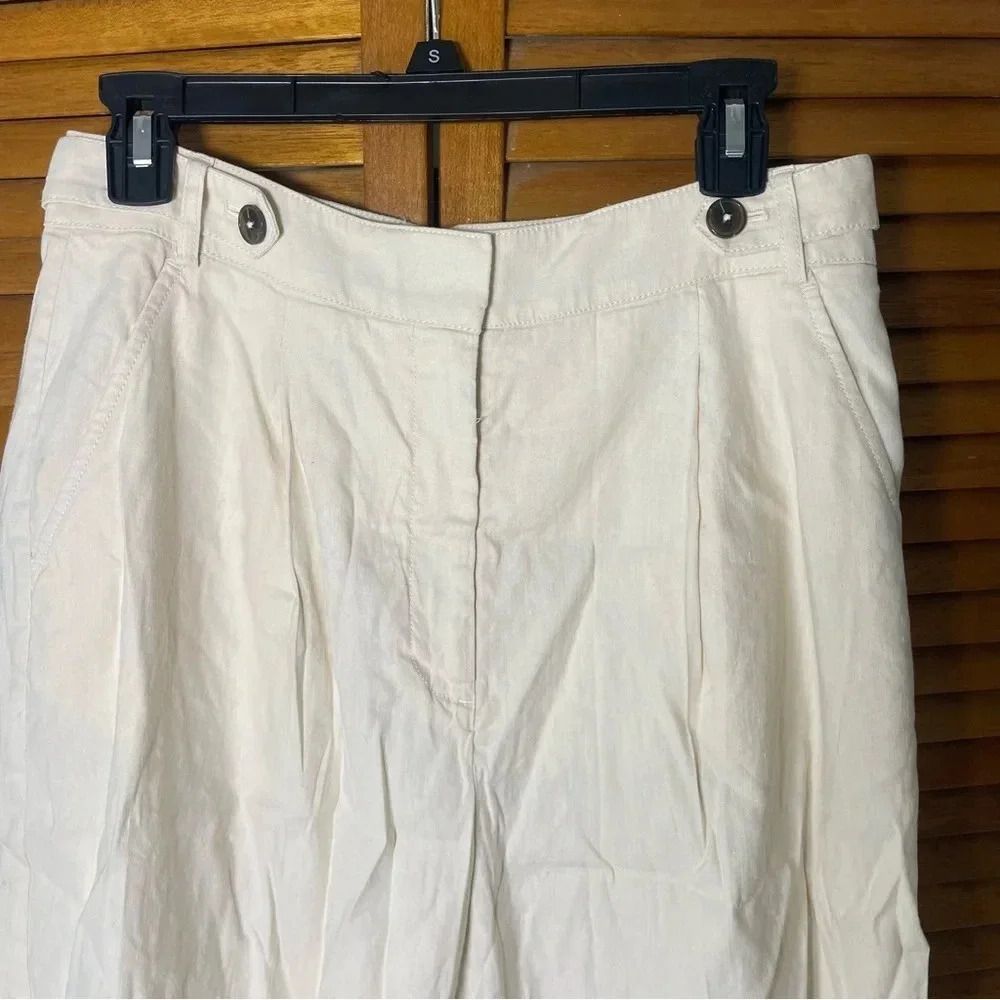 Meave By Anthropologie Long Lined Linen Blend Ivory Shorts Size 8 - Picture 4 of 9